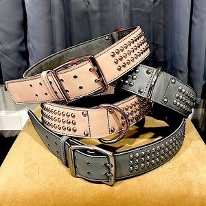 NWOT 26in-32in Studded Belt/purse strap 1 grey/silver 1 pink/🌹gold